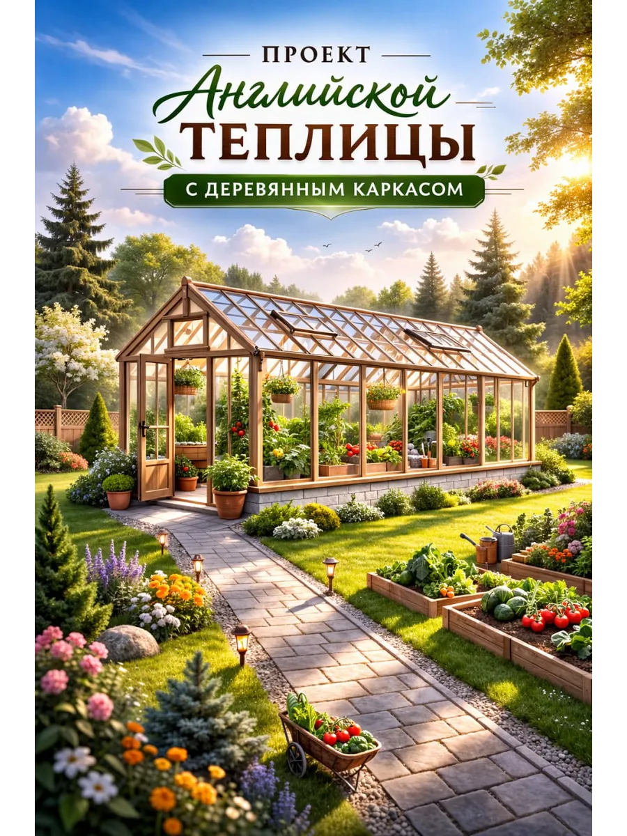 Проект Английской теплицы с деревянным каркасом 6х3 м