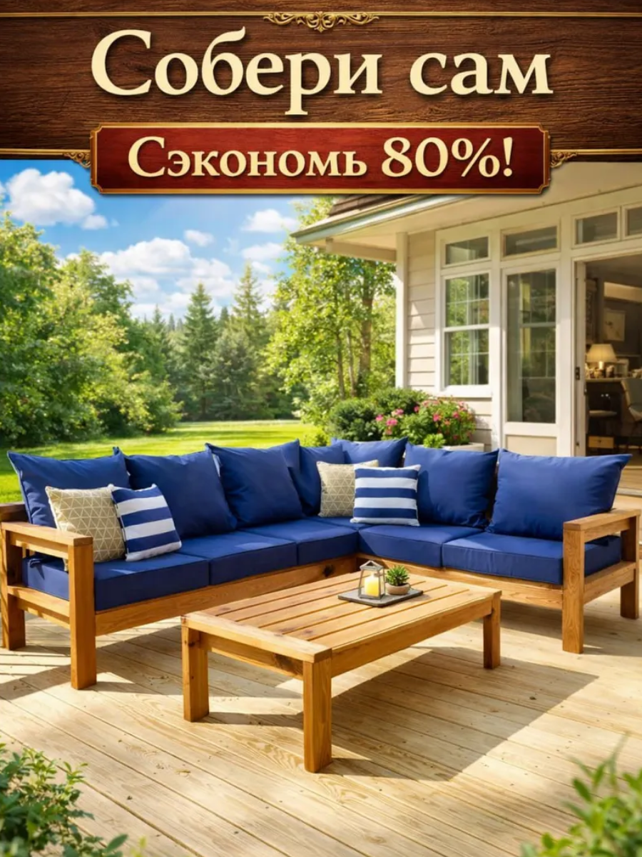 Угловой диван + кресло + кофейный столик