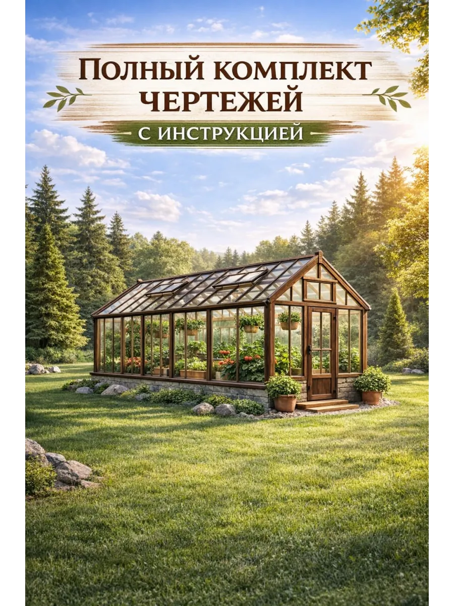 Проект Английской теплицы с деревянным каркасом 6х3 м