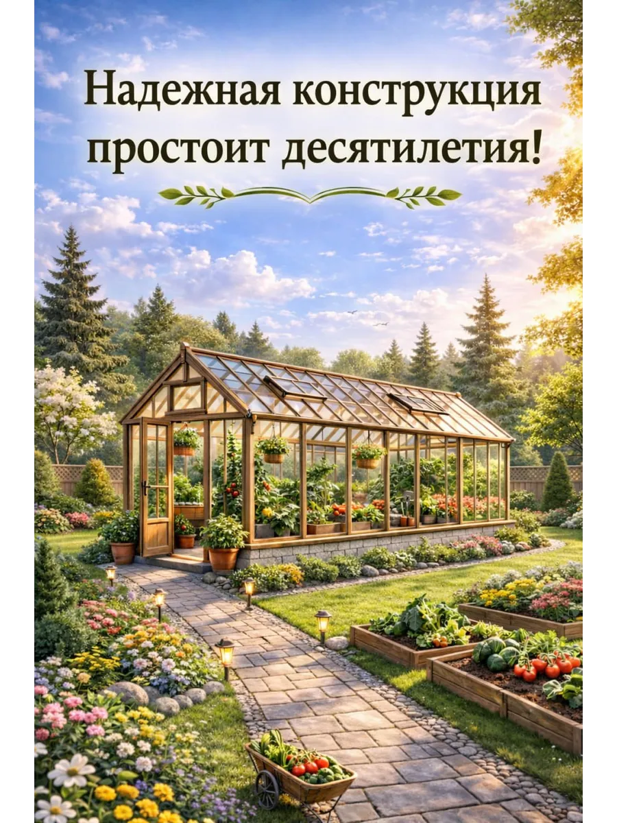 Проект Английской теплицы с деревянным каркасом 6х3 м