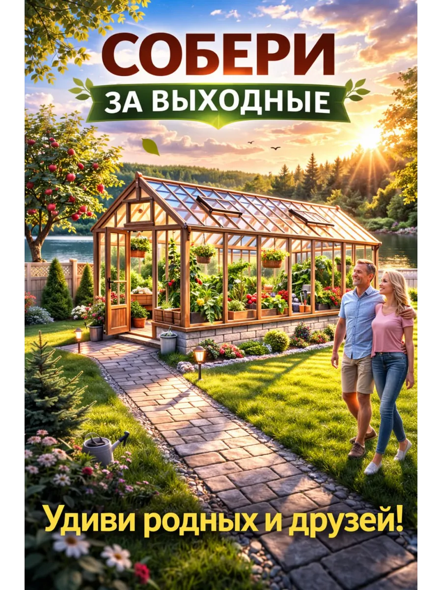 Проект Английской теплицы с деревянным каркасом 6х3 м