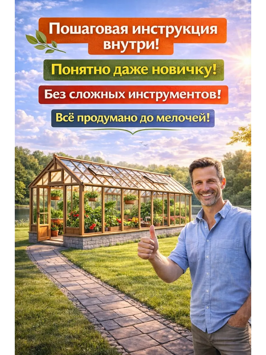 Проект Английской теплицы с деревянным каркасом 6х3 м